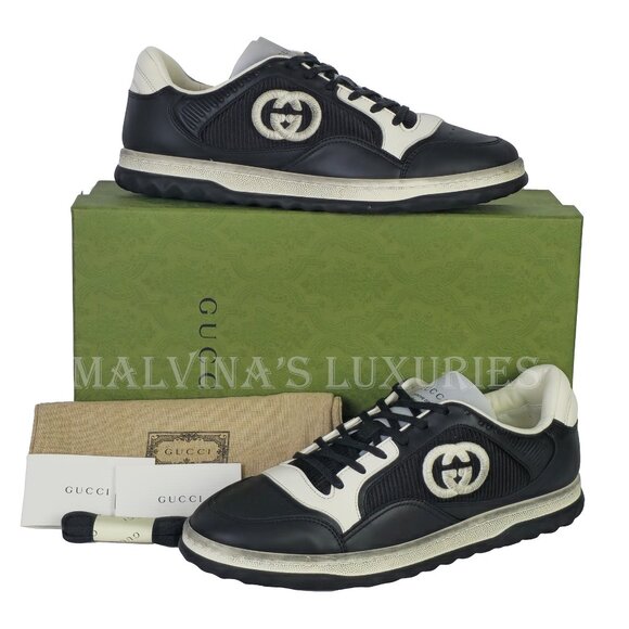 GUCCI SNEAKERS MENS BLACK MAC 80 EMBROIDERED SHOES w LOGO - Picture 13 of 15